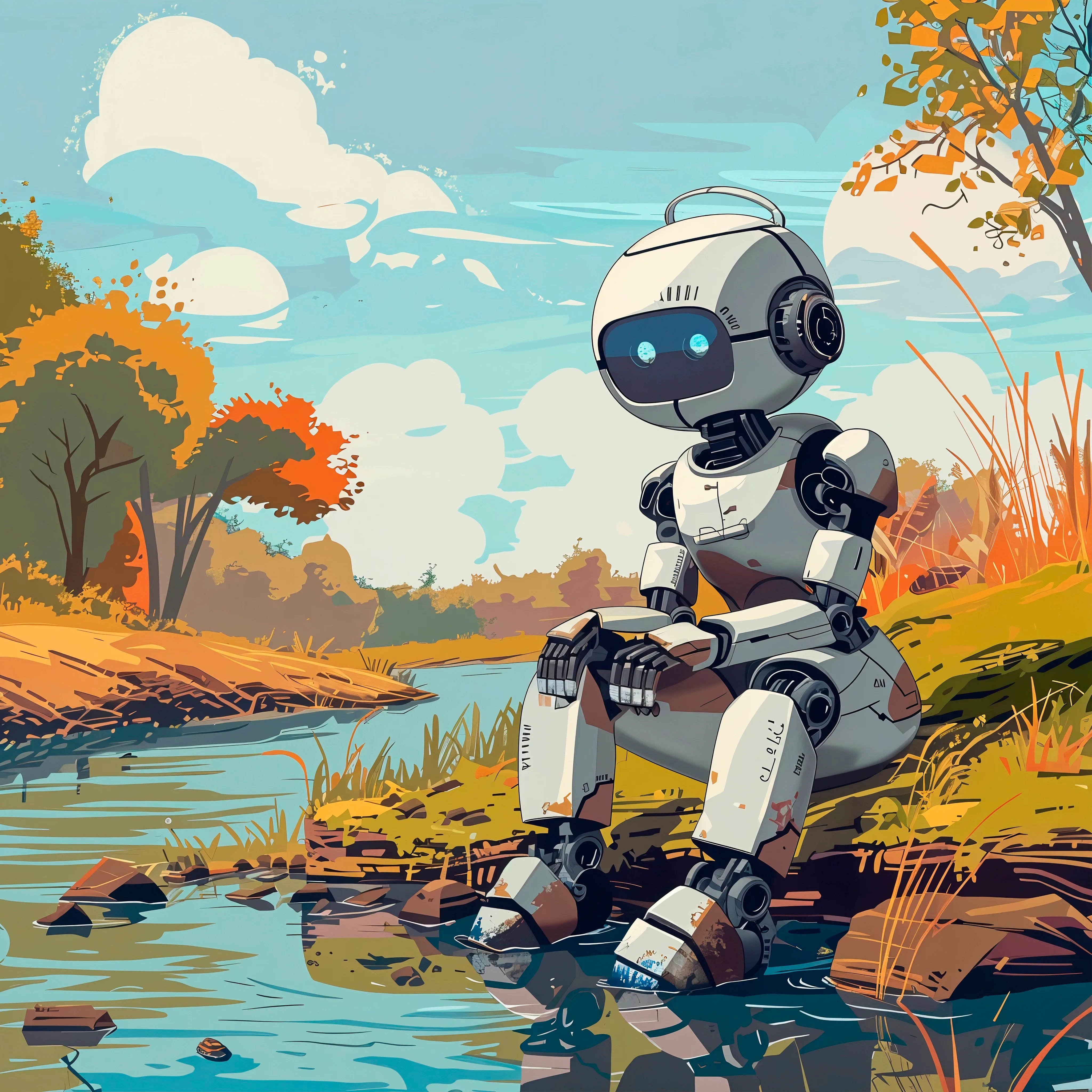  Cartoon ai robot scene